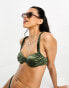 South Beach ruched cup underwire bikini top in high shine green