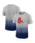 Фото #2 товара Men's Heathered Gray and Heathered Navy Boston Red Sox Iconic Team Ombre Dip-Dye T-shirt