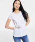 Фото #1 товара Women's Embellished-Waist Cotton T-Shirt, Created for Macy's