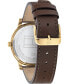 ფოტო #3 პროდუქტის Men's Brown Leather Strap Watch 42mm, Created for Macy's