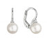 White gold dangling earrings with real pearls 81PZ00023