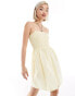 Фото #1 товара Monki babydoll mini dress with shirred bandeau in yellow