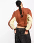 Daisy Street Active Landscape cropped sweatshirt in brown