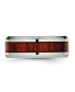 Stainless Steel Red Koa Wood Inlay Enameled 8mm Band Ring