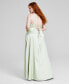 ფოტო #2 პროდუქტის Trendy Plus Size Lace-Up-Back Satin Ball Gown
