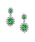 Crown Halo Oval Cubic Zirconia Simulated Emerald Green AAA CZ Fashion Small Dangle Drop Earrings For Prom Bridesmaid Wedding Rhodium Plated