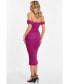 Women's Mesh Bardot Ruched Midi Dress