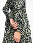 JDY Tall belted midi shirt dress In abstract animal print