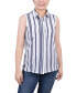 Women's Petite Sleeveless Notch Collar Button Front Blouse