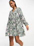 Monki button through mini smock dress in floral print