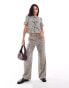 Stradivarius drawstring trouser co-ord in leopard