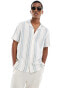 Hollister dobby short sleeve striped shirt in off white Cools, XS - фото #2