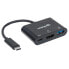 Фото #4 товара Manhattan USB-C Dock/Hub - Ports (x3): HDMI - USB-A and USB-C - With Power Delivery to USB-C Port (60W) - Cable 8cm - Black - Three Year Warranty - Blister - USB Type-A - USB Type-C - Black - Acrylonitrile butadiene styrene (ABS) - HDCP 1.4 CE FCC RoHS2 WEEE - 3840