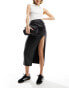 Фото #2 товара ASOS DESIGN leather look wrap split midi skirt in black