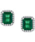 ფოტო #3 პროდუქტის EFFY® Emerald (4-3/8 ct. t.w.) & Diamond (3/8 ct. t.w.) Stud Earrings in 14k White Gold
