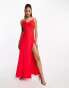 Hope & Ivy cowl neck embellished maxi dress in red