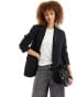 ASOS DESIGN tailored blazer with linen in black