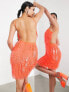 ASOS EDITION – Minikleid in Orange mit Pailletten in Splitter-Optik