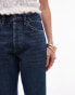 Topshop high rise straight Kort jeans in tinted dark blue