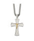 ფოტო #1 პროდუქტის Brushed Yellow IP-plated Crucifix Pendant Curb Chain Necklace
