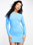 Фото #1 товара Simmi slinky bodycon lace up back detail mini dress in blue