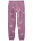 Kid Butterfly Print Fleece Joggers 14