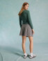 Фото #10 товара Miss Selfridge wrap over buckle pleated skirt in grey