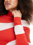 Mango wave stripe jumper in red and white