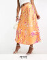 Фото #2 товара Vero Moda Petite satin midi skirt in orange abstract print