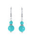 ფოტო #2 პროდუქტის Gemstone Natural Blue Turquoise Boho Bali Milgrain Edged Beaded Rondel Separator Double Ball Round Drop Dangle Earrings Sterling Silver Lever back