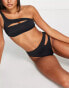 Free Society mix and match high wasit high leg slash bikini bottom in black