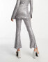 Фото #2 товара ASOS DESIGN Tall jersey sequin flare trouser in gunmetal