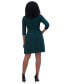 ფოტო #2 პროდუქტის Petite Belted Pleated 3/4-Sleeve Dress