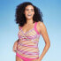 Фото #3 товара Lands' End Women's UPF 50 Twist-Front Underwire Tankini Top - Pink/Orange 6