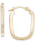 Фото #1 товара Textured Rectangular Hoop Earrings in 10k Gold