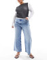 Фото #2 товара ASOS DESIGN Curve cropped wide leg jean in mid blue