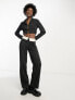 Фото #4 товара COLLUSION straight leg trousers with fold over detail in black co-ord