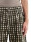 Basic Pleasure Mode check print baggy skater shorts in grey