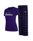 ფოტო #1 პროდუქტის Women's Purple Baltimore Ravens Plus Size Badge T-shirt and Flannel Pants Sleep Set
