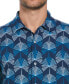 Men's Short Sleeve Geometric Botanical Print Button-Front Shirt