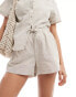 Фото #3 товара Monki co-ord drawstring waist linen shorts in beige