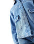 Фото #3 товара Stradivarius denim shacket with patch pocket in light blue