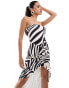 Murci bandeau thigh split maxi dress in zebra print