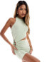 ASOS DESIGN high neck mini dress with quartz trim in sage green Зеленый, 44 - фото #1