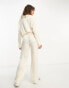 4th & Reckless satin wide leg trouser co-ord in cream jacquard