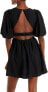 Moon River Open Back Puff Sleeve Mini Dress in Black Size XS