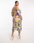 Фото #3 товара ASOS DESIGN Curve Exclusive pleated off shoulder midi dress with wrap bust in abstract print