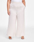 Фото #4 товара Брюки широкие женские Bar III Trendy Plus Size Pull-On, созданные для Macy's