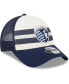 Men's White, Navy Sporting Kansas City Team Stripes 9FORTY Trucker Snapback Hat