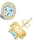 ფოტო #1 პროდუქტის Aquamarine (2-1/3 ct. t.w.) and Diamond (3/8 ct. t.w.) Halo Stud Earrings in 14K Yellow Gold